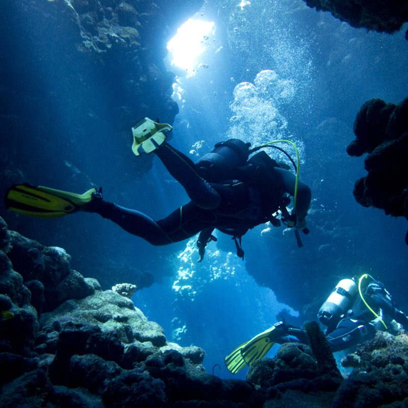 a man swimming in the water