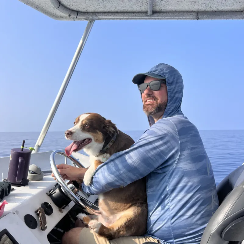 a person sitting on a boat